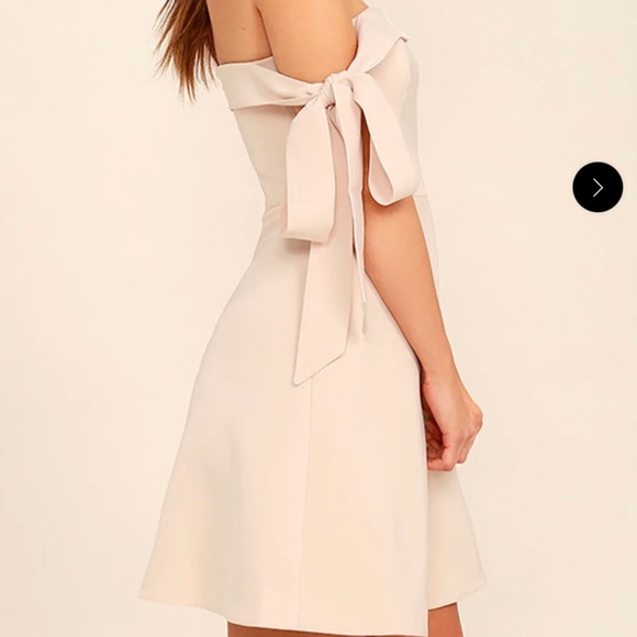 Lulus Keepsake Another World Beige Off-the-Shoulder Dress - Size M - Picture 2 of 6